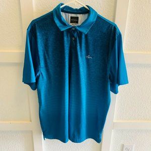 Greg Norman Mens Blue Play Dry Short Sleeve Spread Collared Polo Shirt Size XL